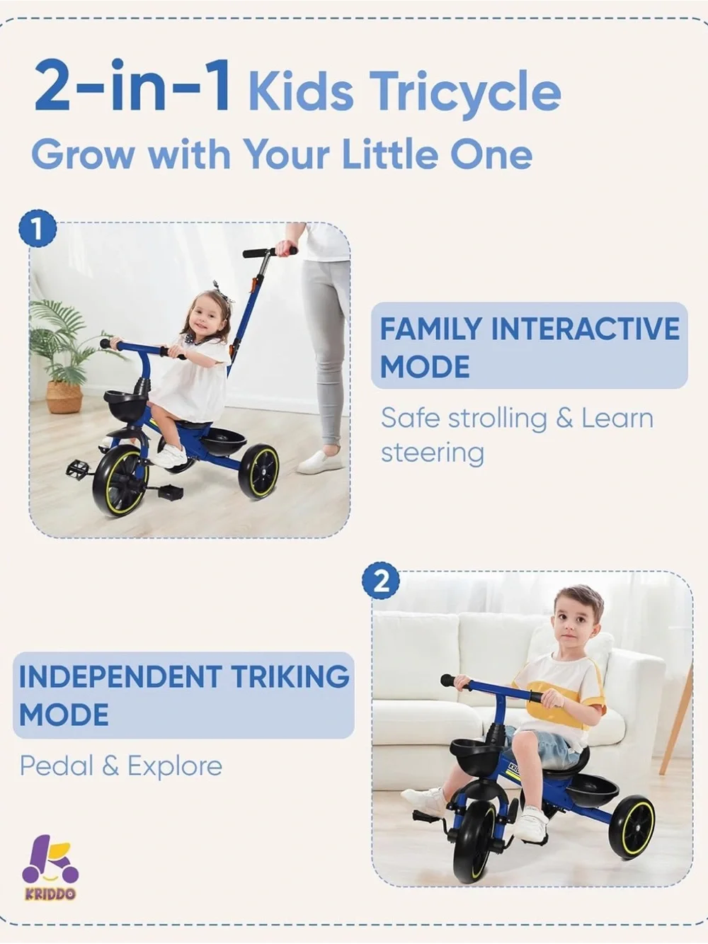 KRIDDO blue tricycle